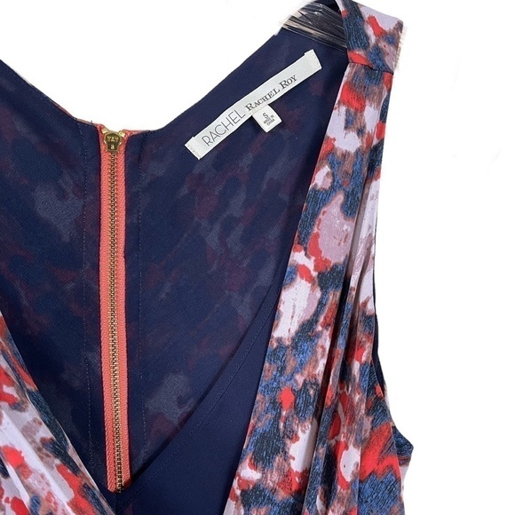 Rachel Rachel Roy V- Neck Sleeveless Lined Multicolored Multiprint Dress S - Picture 4 of 16